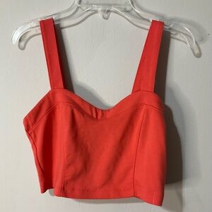Forever 21 Coral-Red Cropped Bustier Tank